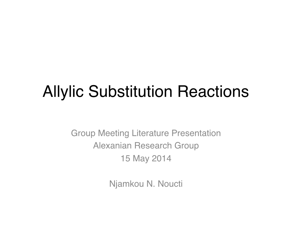 Allylic Substitution Reactions