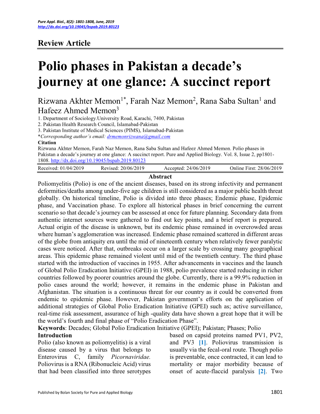 Polio Phases in Pakistan a Decade's Journey