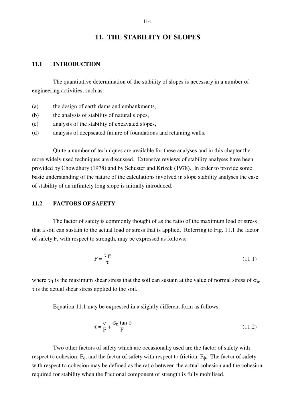 11. the Stability of Slopes