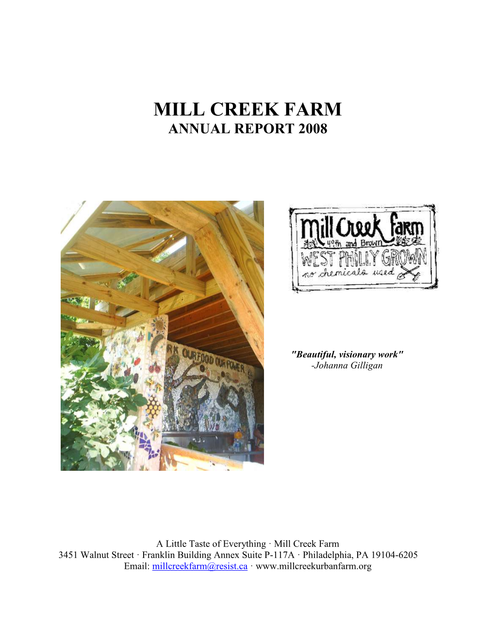 Mill Creek Farm Annual Report 2008