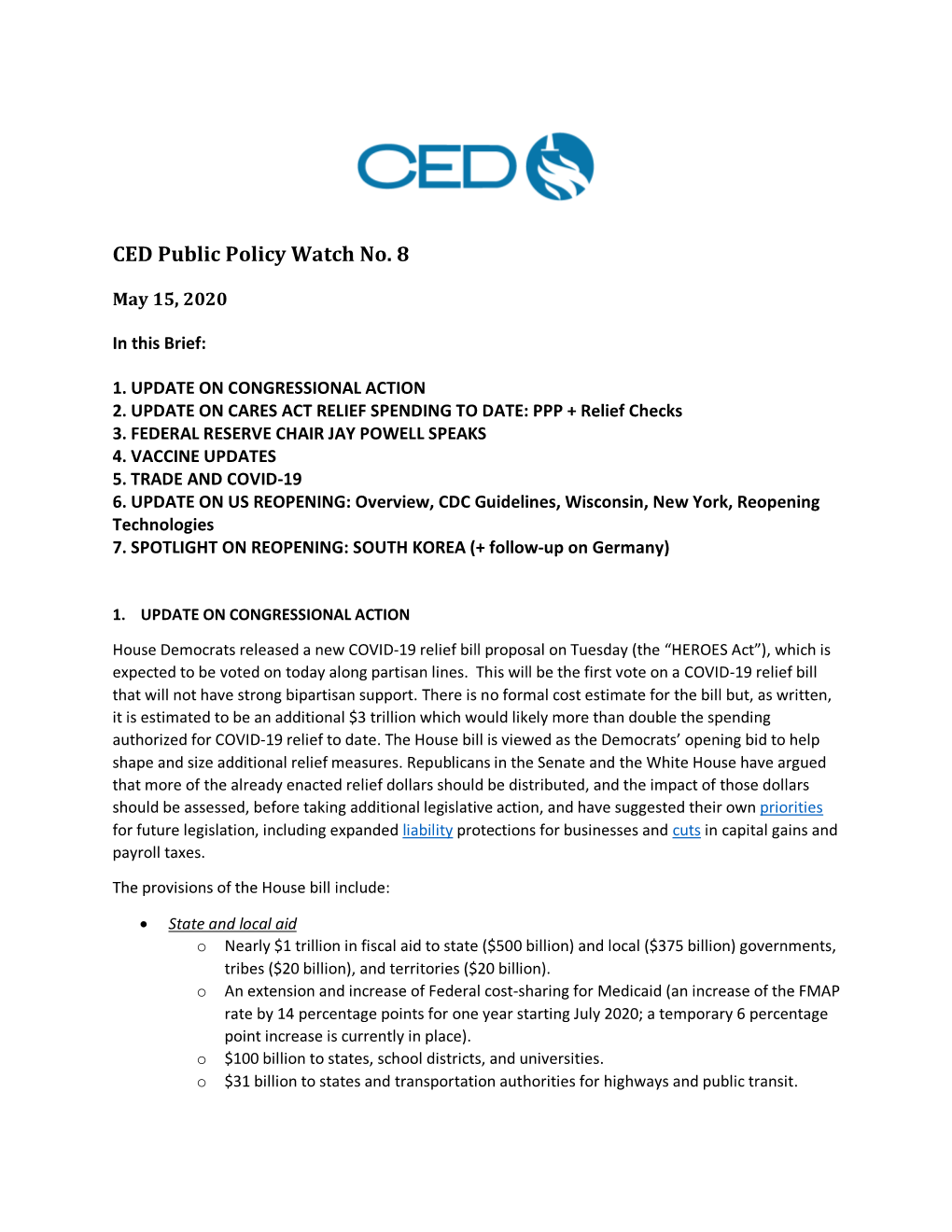 CED Public Policy Watch No. 8