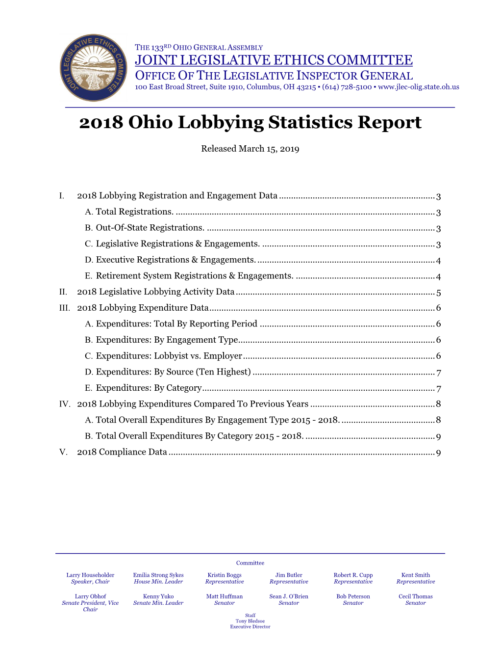 2018 Ohio Lobbying Statistics Report