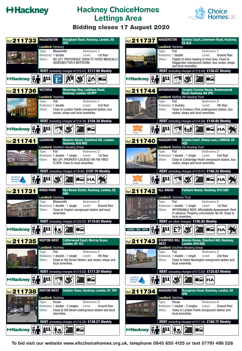 Hackney Choicehomes Lettings Area Bidding Closes 17 August 2020