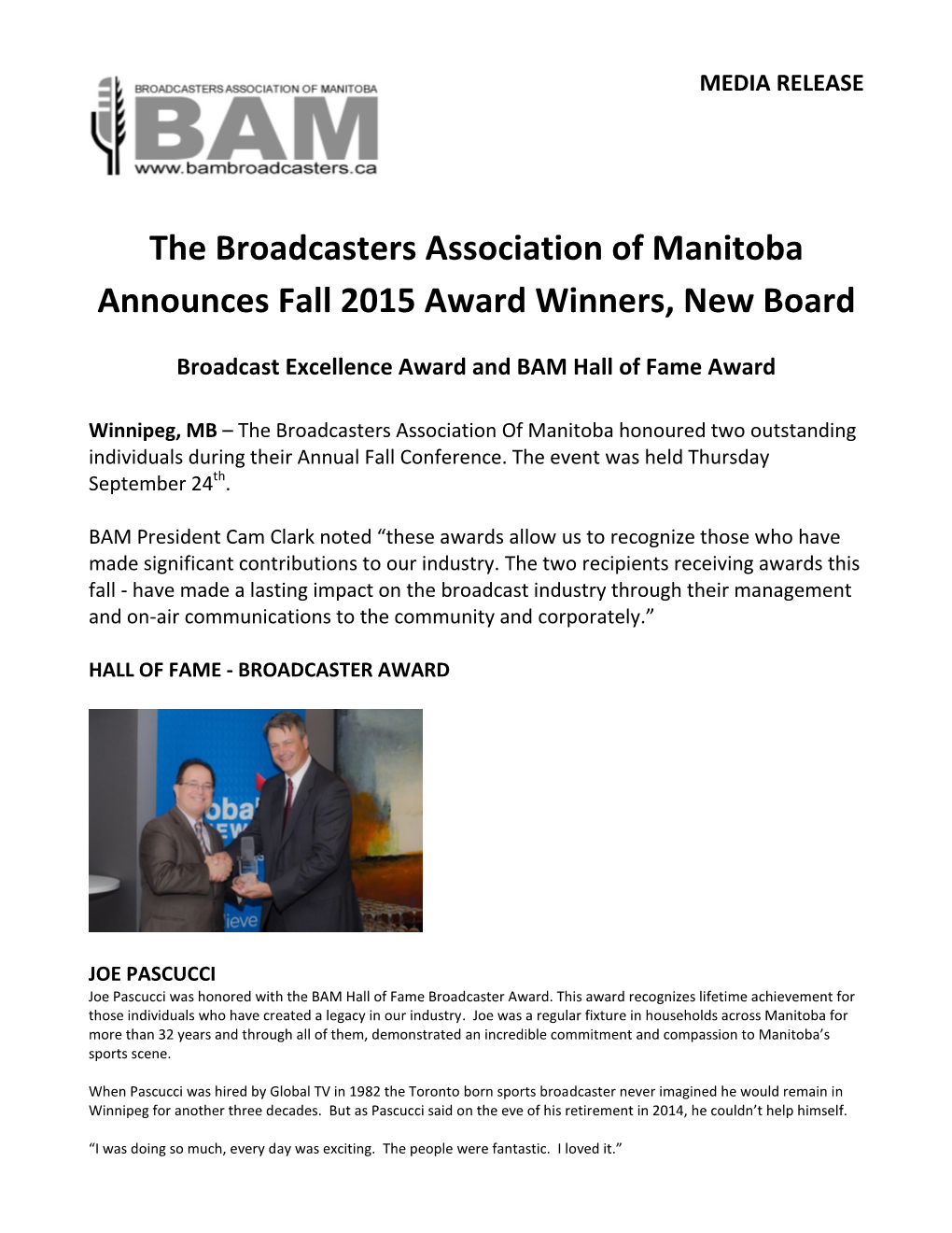 BAM Media Release Fall 2015