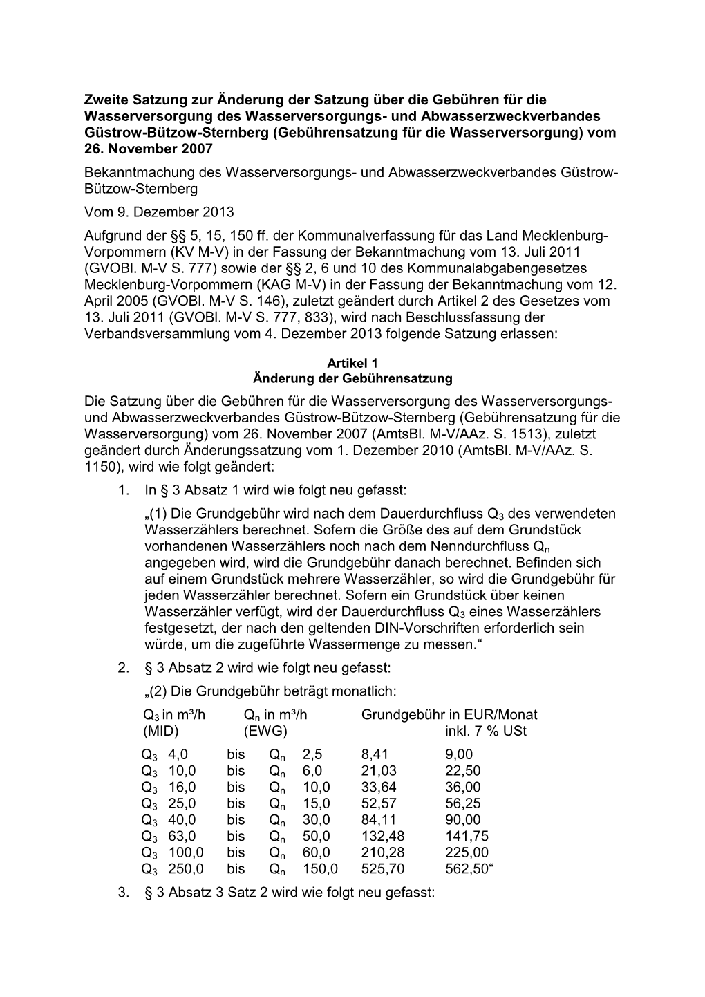 2. Änderungssatzung Zur Gebührensatzung