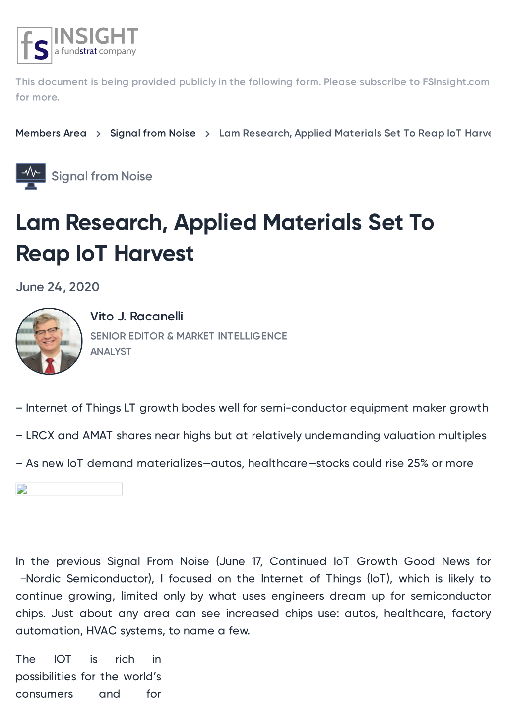 Lam Research, Applied Materials Set to Reap Iot Harvest