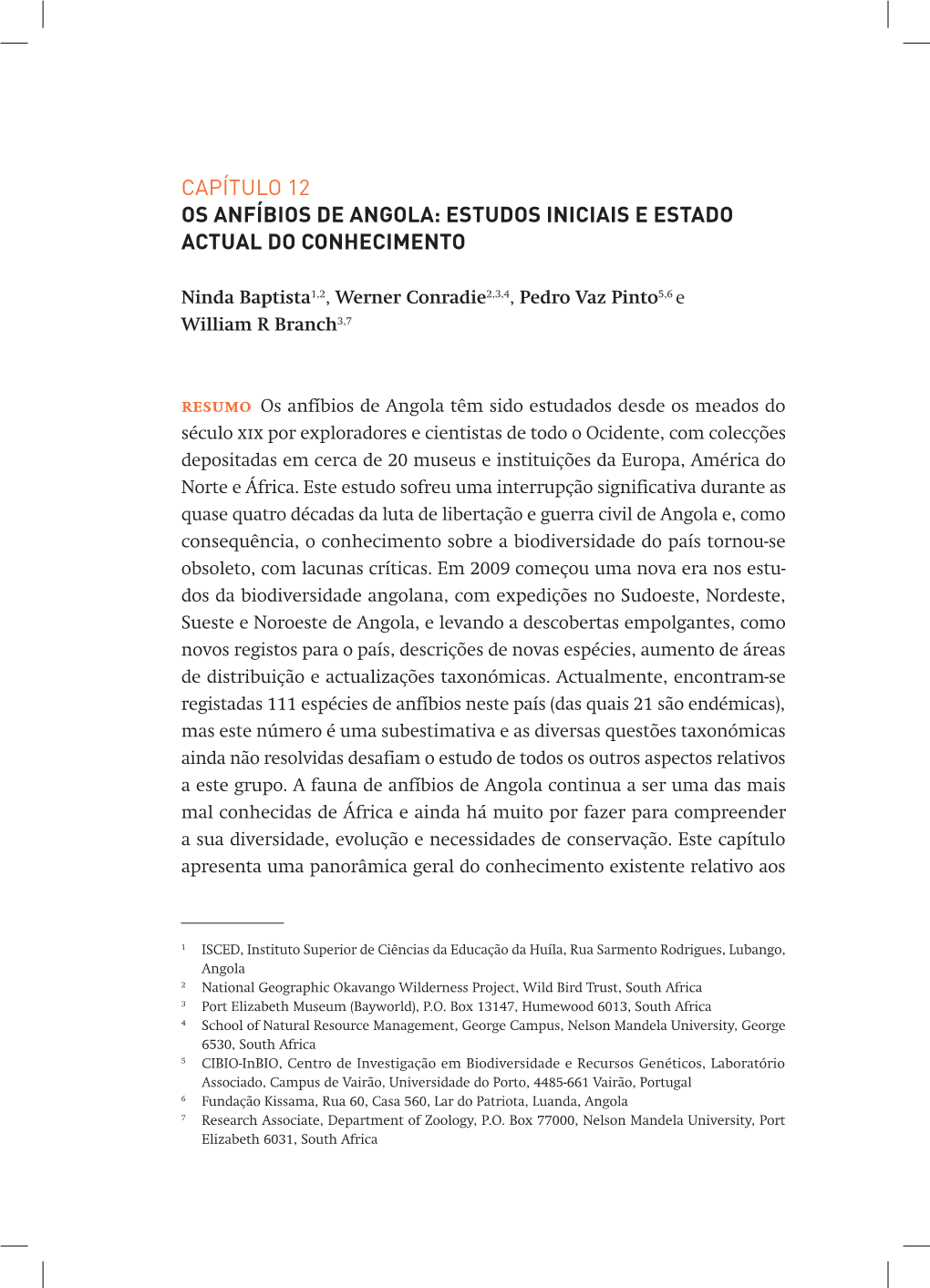 Os Anfíbios De Angola: Estudos Iniciais E Estado Actual Do Conhecimento