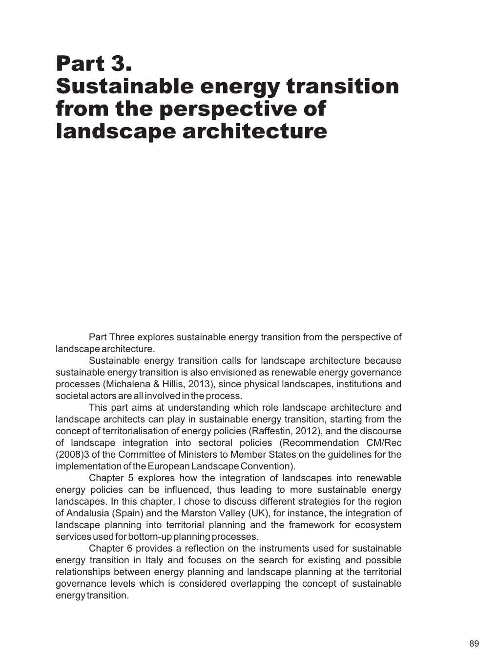Part 3. Sustainable Energy Transition from the Perspective of Landscape Architecture