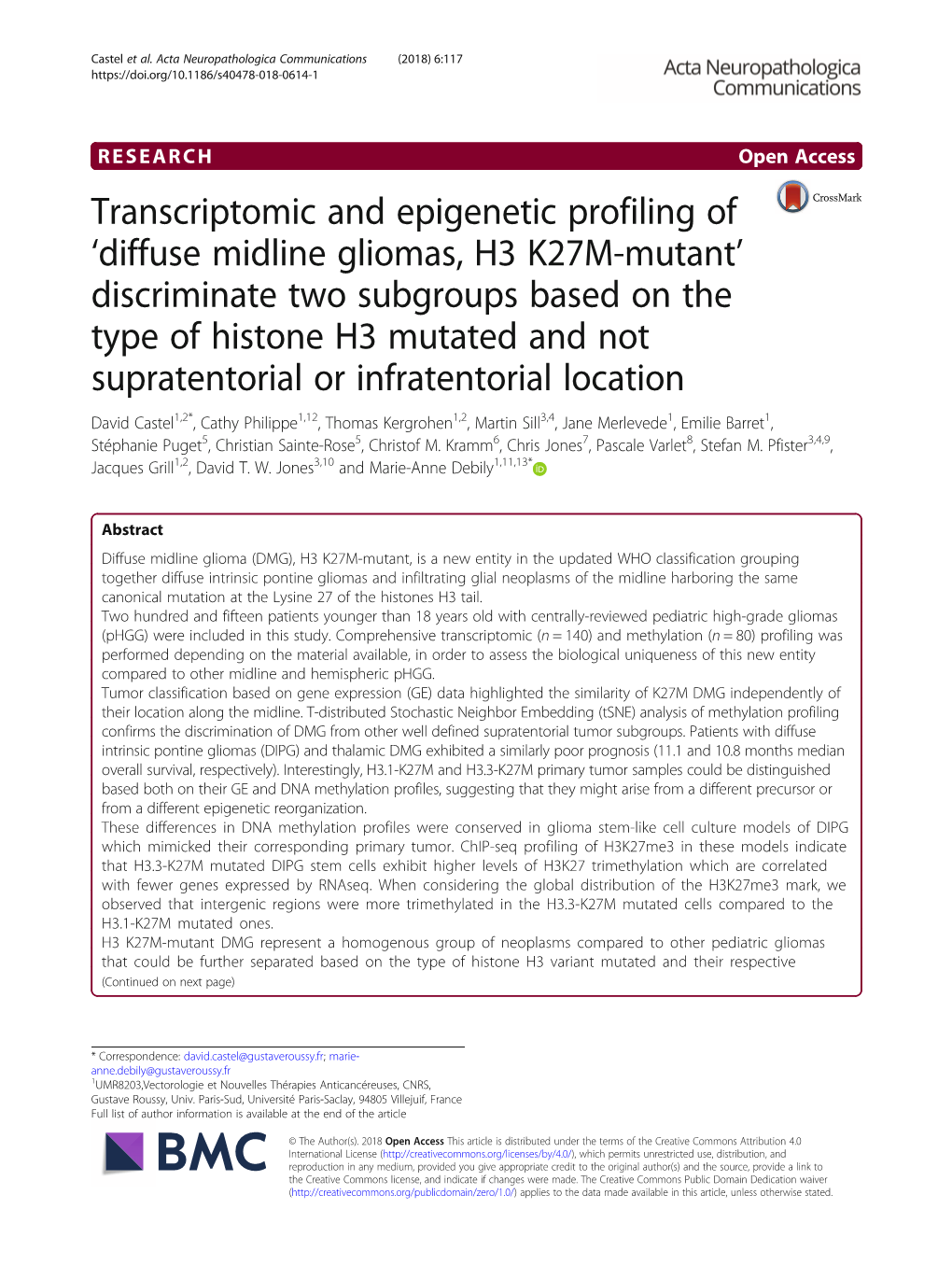 Diffuse Midline Gliomas, H3 K27M-Mutant