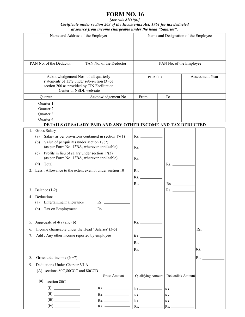 Certificate Under Section 203 of the Income-Tax Act, 1961 for Tax Deducted