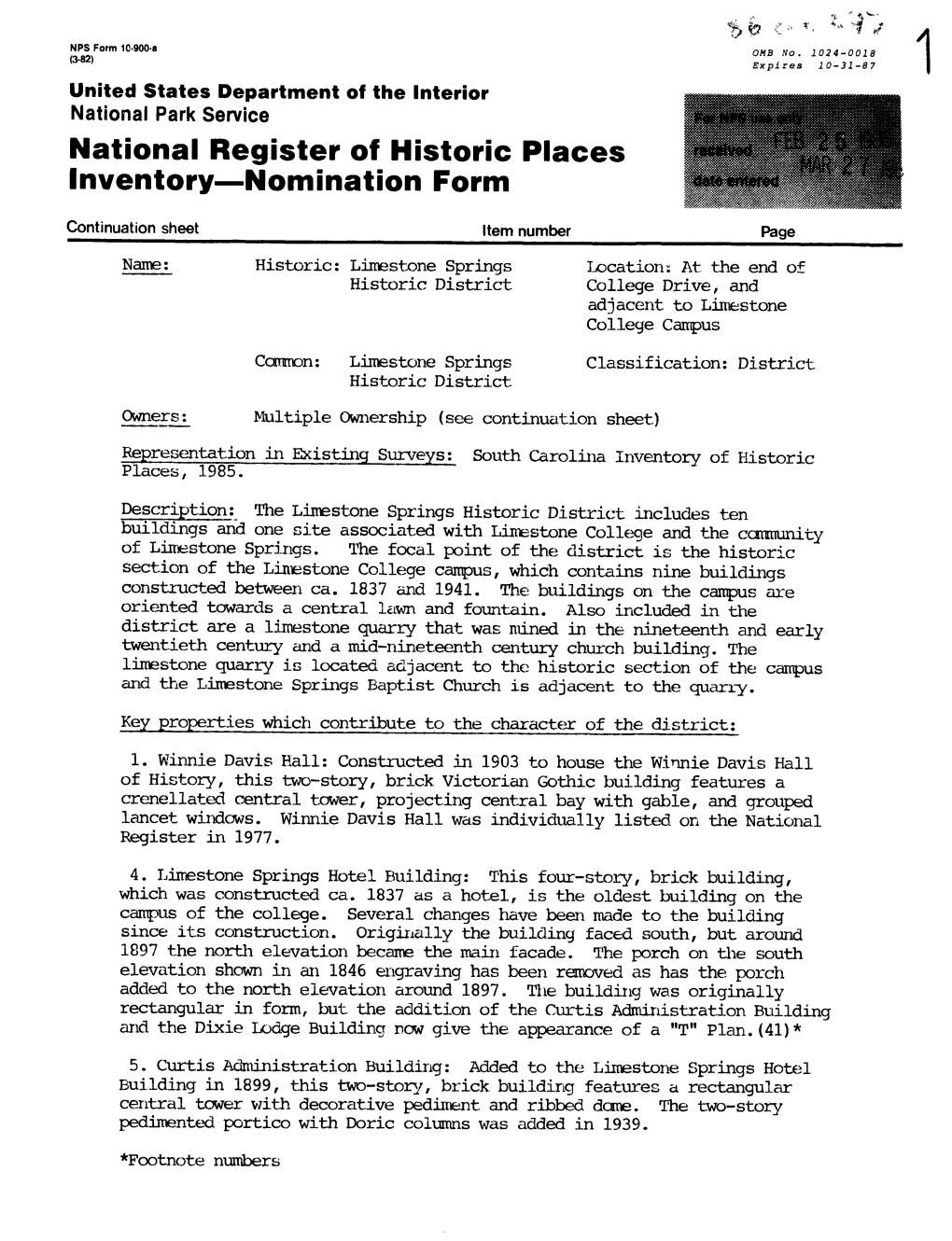 National Register of Historic Places Inventory Nomination Form