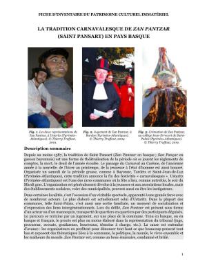 La Tradition Carnavalesque De Zan Pantzar (Saint Pansart) En Pays Basque