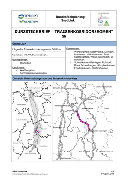 Kurzsteckbrief – Trassenkorridorsegment 96