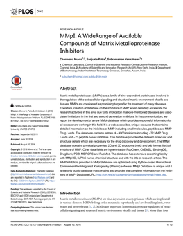 A Widerange of Available Compounds of Matrix Metalloproteinase Inhibitors