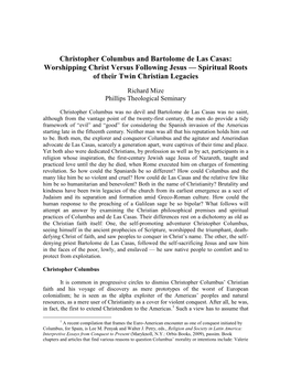 Christopher Columbus and Bartolome De Las Casas: Worshipping Christ Versus Following Jesus — Spiritual Roots of Their Twin Christian Legacies