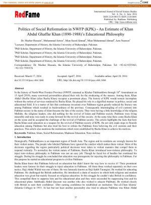 An Estimate of Khan Abdul Ghaffar Khan (1890-1988)‟S Educational Philosophy