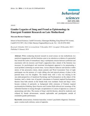 Gender Legacies of Jung and Freud As Epistemology in Emergent Feminist Research on Late Motherhood