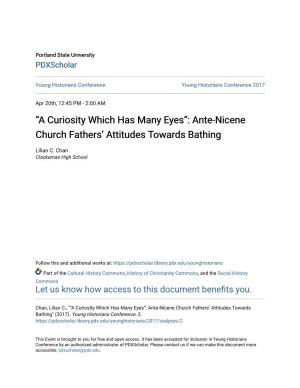 Ante-Nicene Church Fathers' Attitudes Towards Bathing
