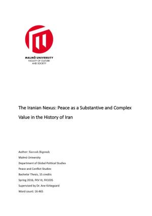 The Iranian Nexus: Peace As a Substantive and Complex Value in the History of Iran