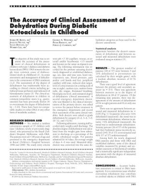 The Accuracy of Clinical Assessment of Dehydration During Diabetic Ketoacidosis in Childhood