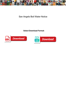 San Angelo Boil Water Notice