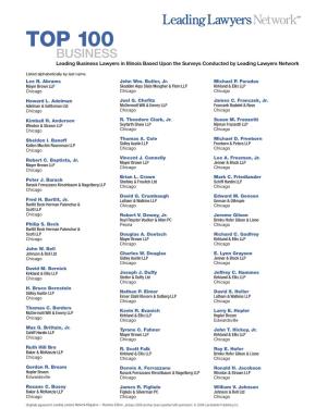 TOP 100 BUSINESS Leading Business Lawyers in Illinois Based Upon the Surveys Conducted by Leading Lawyers Network