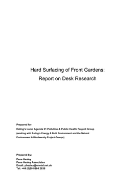 Hard Surfacing of Front Gardens: Report on Desk Research