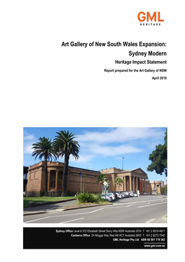 Art Gallery of New South Wales Expansion: Sydney Modern Heritage Impact Statement Report Prepared for the Art Gallery of NSW April 2018