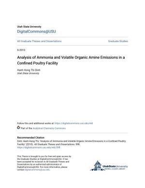 Analysis of Ammonia and Volatile Organic Amine Emissions in a Confined Poultry Facility