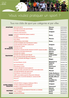 Vous Voulez Pratiquer Un Sport⁄?