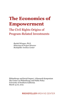 The Economics of Empowerment: the Civil Rights Origins of Program