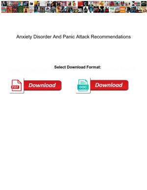 Anxiety Disorder and Panic Attack Recommendations