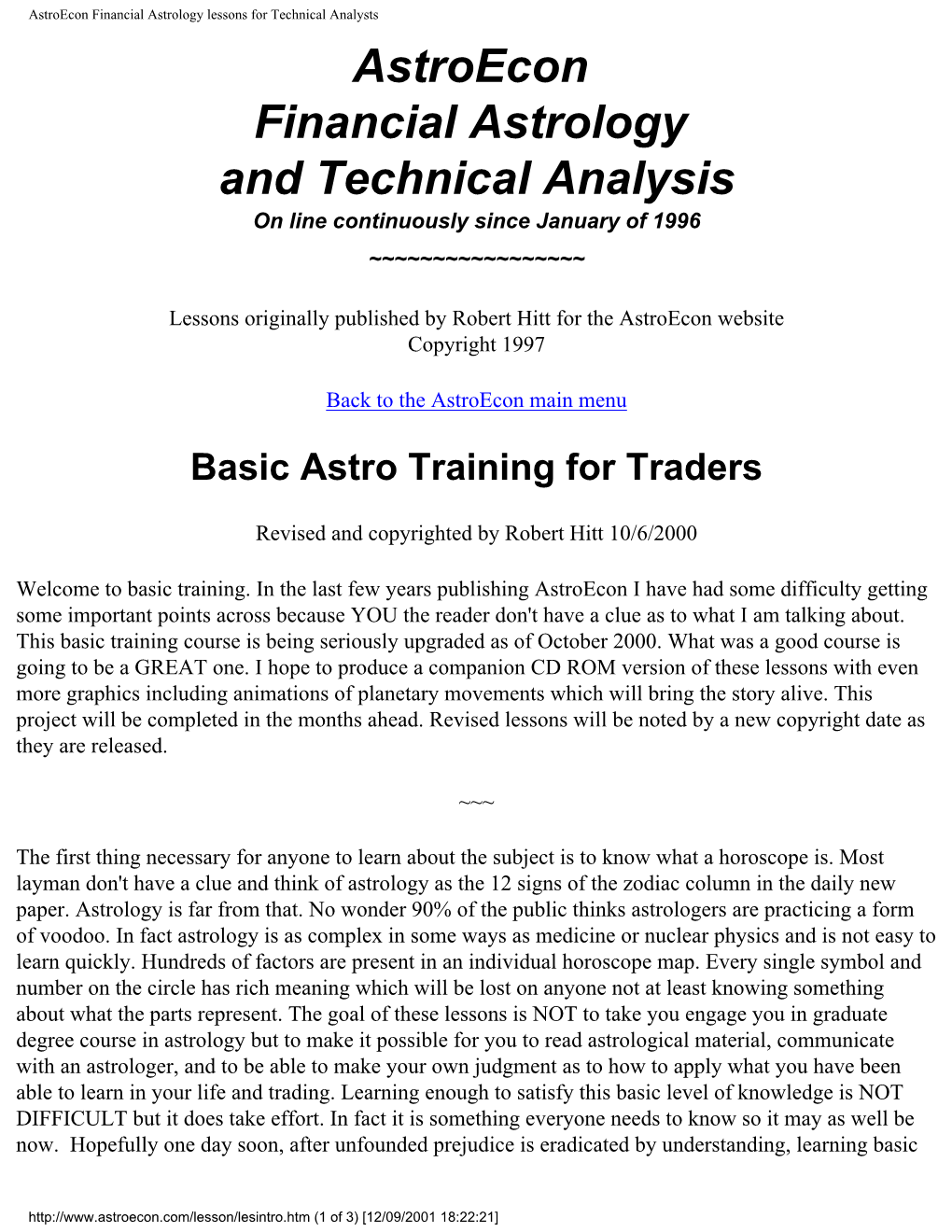 Astroecon Financial Astrology and Technical Analysis on Line Continuously Since January of 1996 ~~~~~~~~~~~~~~~~~