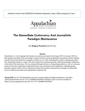 The Gamergate Controversy and Journalistic Paradigm Maintenance