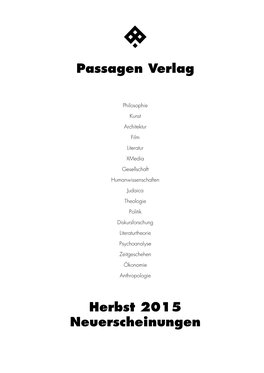 Herbst 2015 Neuerscheinungen Passagen Verlag