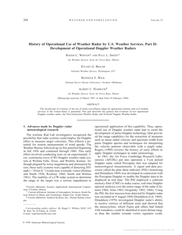 Development of Operational Doppler Weather Radars