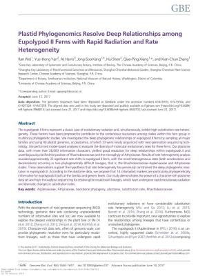 Plastid Phylogenomics Resolve Deep Relationships Among Eupolypod II Ferns with Rapid Radiation and Rate Heterogeneity