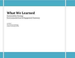 What We Learned Sustainability Strategy Environmental Scan & Engagement Summary