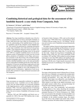 Combining Historical and Geological Data for the Assessment of the Landslide Hazard: a Case Study from Campania, Italy