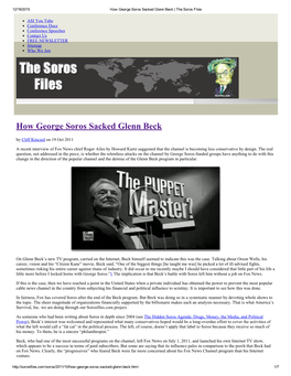 How George Soros Sacked Glenn Beck | the Soros Files