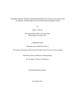 Understanding the Relationship Between Cultural Wellness and Academic Achievement on Standing Rock Reservation