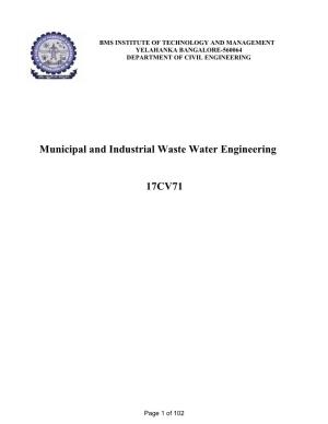 Municipal and Industrial Waste Water Engineering 17CV71