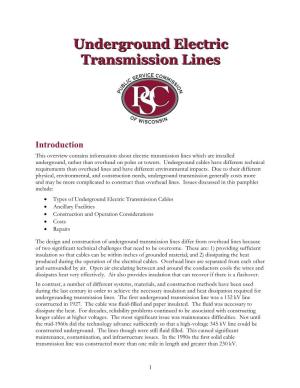 Underground Electric Transmission Lines Less Than 200 Kv