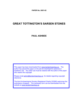 Great Tottington's Sarsen Stones