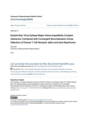 Epstein-Barr Virus Epitope-Major Histocompatibility Complex