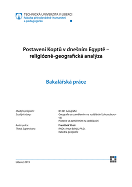 Postavení Koptů V Dnešním Egyptě – Religiózně-Geografická Analýza