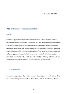 Why Do Business Losses Cause Conflict?