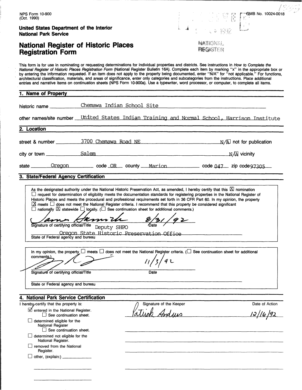 National Register of Historic Places Continuation Sheet