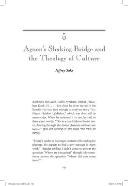 Agnon's Shaking Bridge and the Theology of Culture