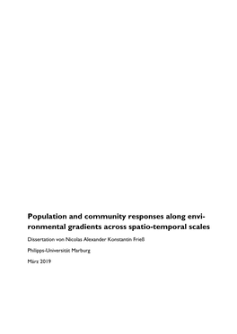 Population and Community Responses Along Envi- Ronmental Gradients Across Spatio-Temporal Scales